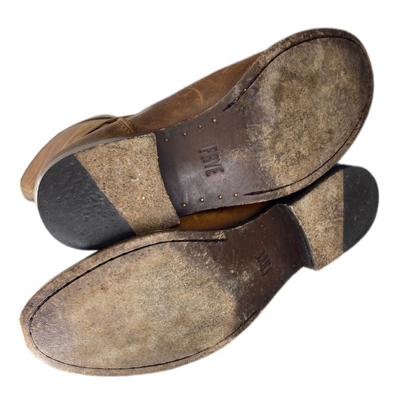 Melissa FRYE Tall Seam Pull On Riding Boots Full Grain Leather Boot Curved Top - Picture 7 of 14